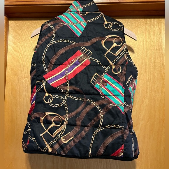 Vintage 90’s Ralph Lauren Women’s PM Reversible Vest  Monogram & Horsebit Lining - Picture 5 of 6